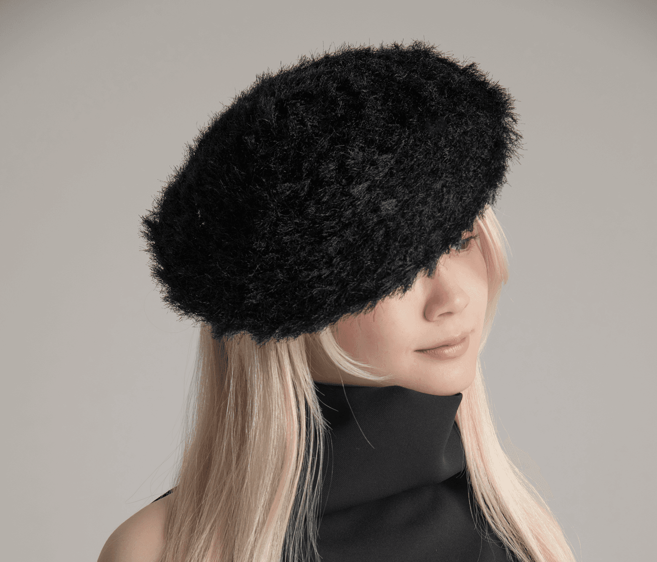 【1点もの】シャギーブレードカチューシャハット黒（出会い007-HAT）出会いシリーズ